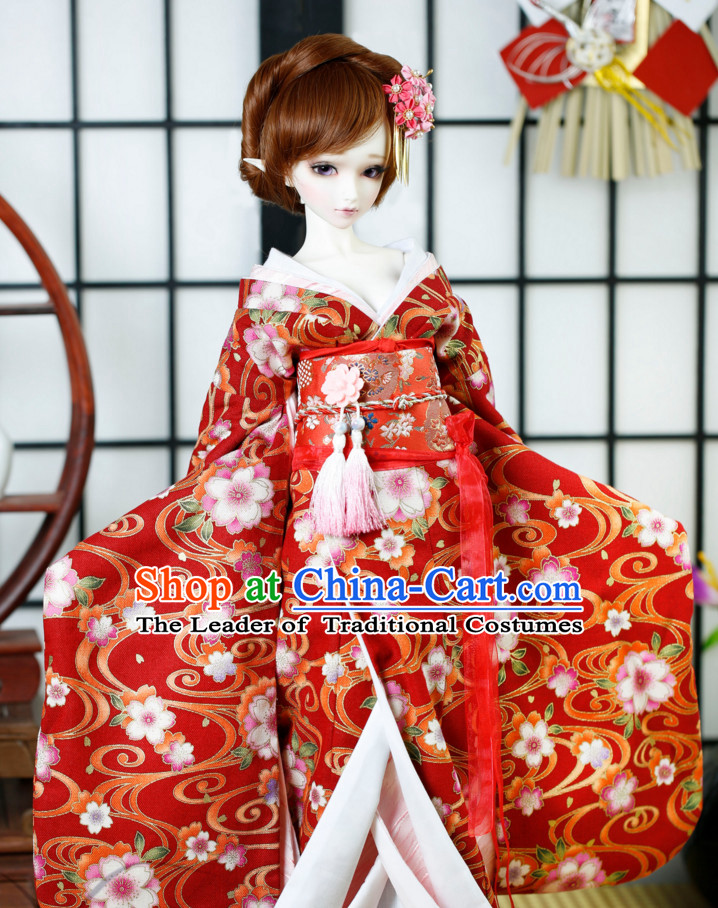 Japanese Traditional Kimono Clothes Complete Set for Women Girls Adults