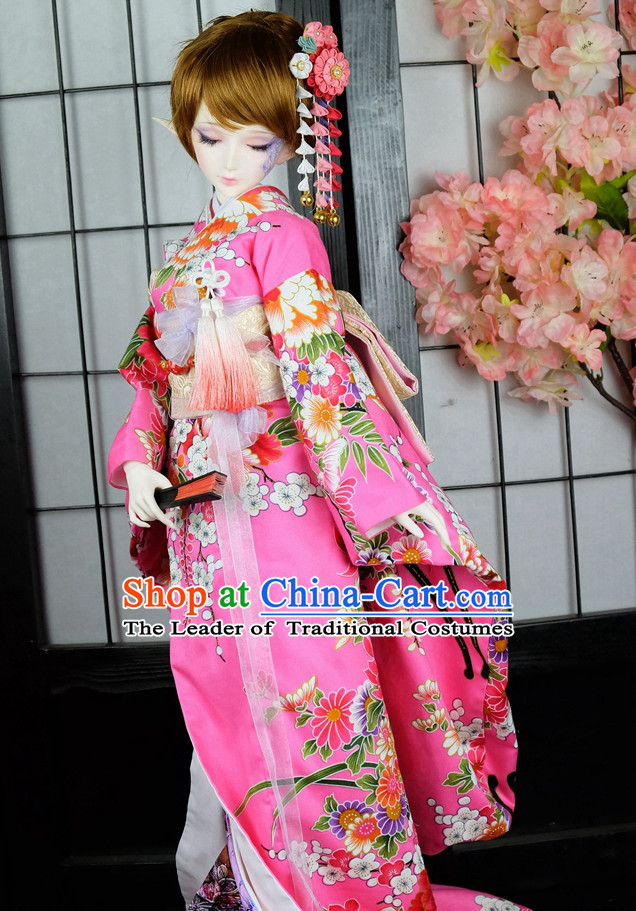 Japanese Traditional Princess Kimono Dress Complete Set for Women Girls Children Adults