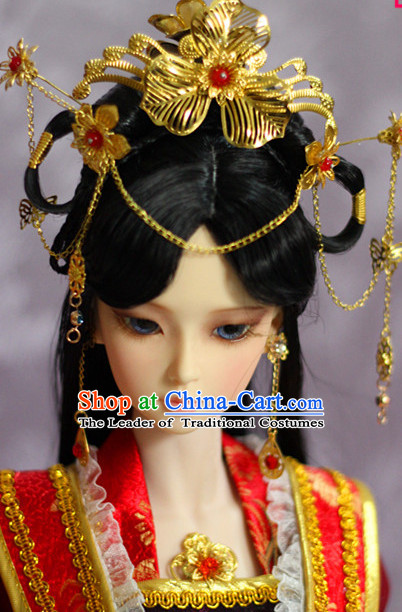 Ancient Chinese Style Princess Black Hair Wigs and Accessories for Women Girls Adults Kids