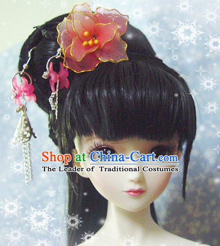 Ancient Chinese Style Princess Black Hair Wigs and Accessories for Women Girls Adults Kids