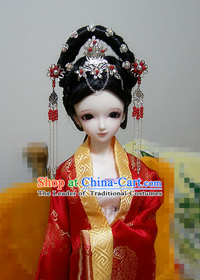 Ancient Chinese Style Princess Black Hair Wigs and Accessories for Women Girls Adults Kids