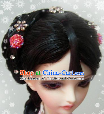 Ancient Chinese Style Princess Empress Queen Black Hair Wigs and Accessories for Women Girls Adults Kids
