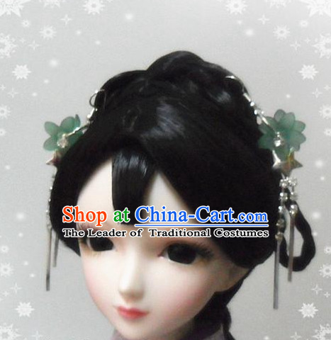 Ancient Chinese Style Princess Empress Queen Black Hair Wigs and Accessories for Women Girls Adults Kids