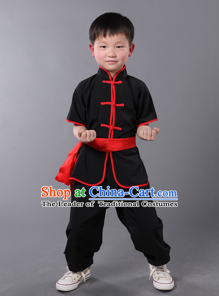 Chinese Traditional Kung Fu Costume Wing Chun Apparel Taiji Uniform for Kids Girls Boys