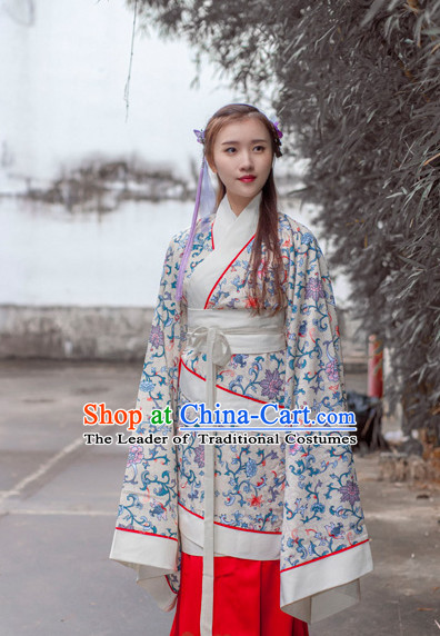 Ancient Chinese Han Dynasty Princess Clothes Top and Bottom Clothing Complete Set for Women or Girls