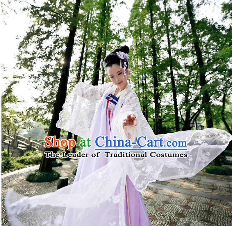 Ancient Chinese Tang Dynasty Clothing and Headpieces Complete Set for Women or Girls