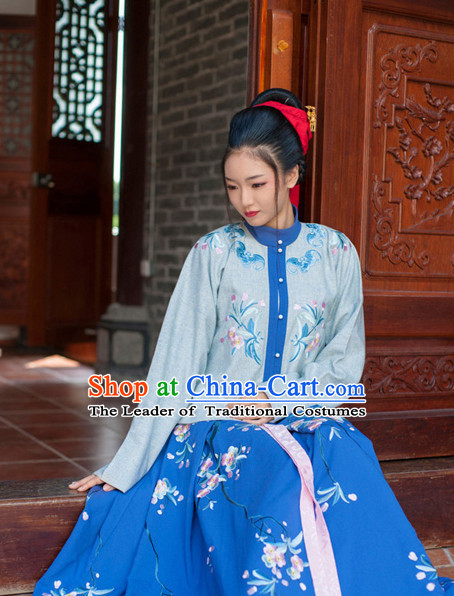 Ancient Chinese Ming Dynasty Princess Clothes Top and Bottom Clothing Complete Set for Women or Girls