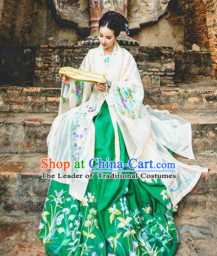 Ancient Chinese Ming Dynasty Princess Empress Queen Embroidered Clothing and Headpieces Complete Set for Women or Girls