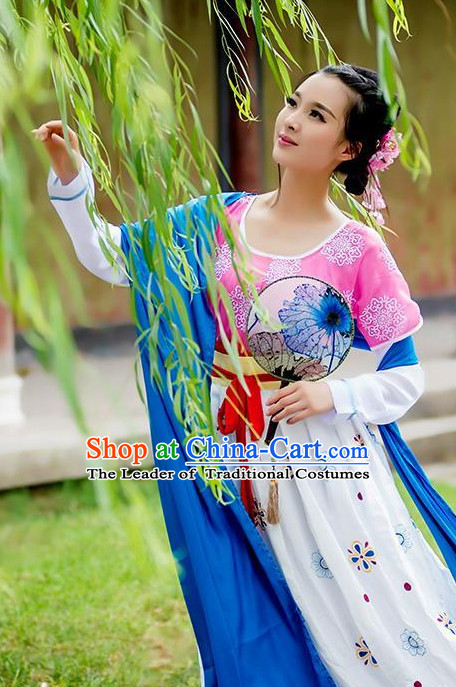 Ancient Chinese Tang Dynasty Princess Empress Queen Embroidered Clothing and Headpieces Complete Set for Women or Girls