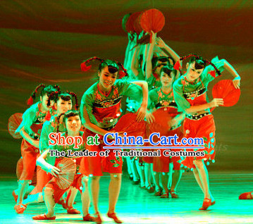 Professional Chinese Spring Festival Folk Dance Costumes for Women Adults Kids