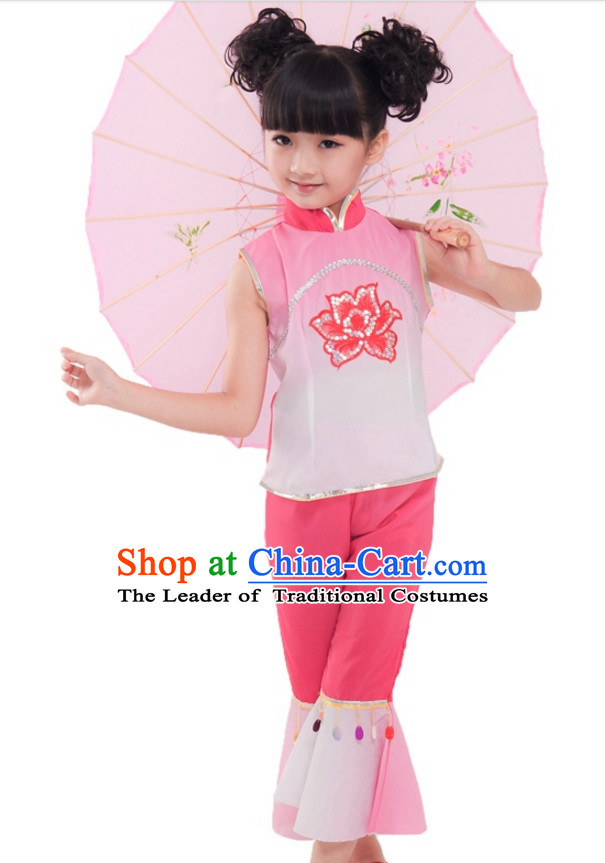 Chinese Traditional New Year Dancing Costumes for Girls Kids Children