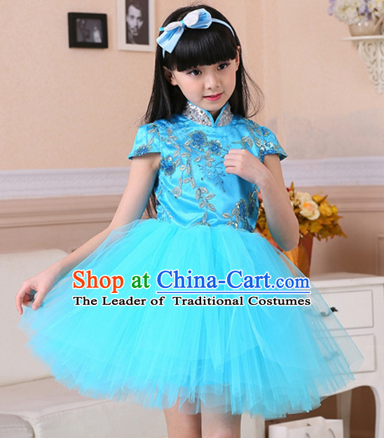 Chinese Traditional Lunar New Year Mandarin Dance Skirts for Girls Kids Children