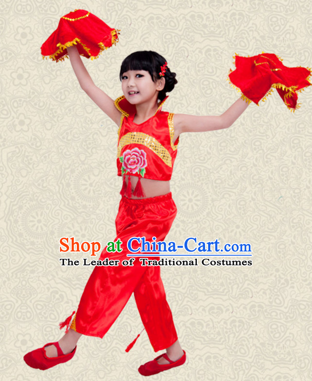 Chinese Traditional Lunar New Year Mandarin Dance Costumes for Girls Kids Children