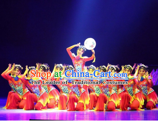 Chinese Folk Ethnic Han Dance Costumes and Headpieces for Women