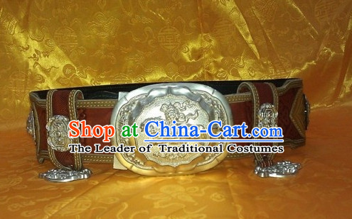 Traditional Chinese Mongolian Feather Belt for Men Boys