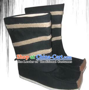 Ancient Chinese Film Handmade Black Boots for Men Boys Adults Children