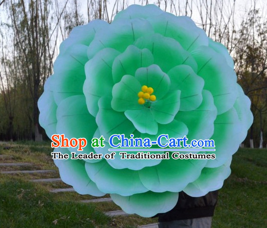 Green Classical Handmade Flower Umbrella Dance Props