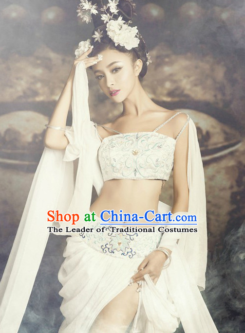 Chinese Ancient Fairy Costumes and Hair Accessories Complete Set for Women