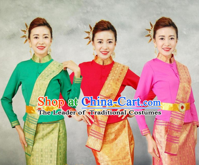 Traditional National Thai Dress Thai Traditional Dress Dresses Wedding Dress online for Sale Thai Clothing Thailand Clothes Complete Set for Women Girls Adults Youth Kids