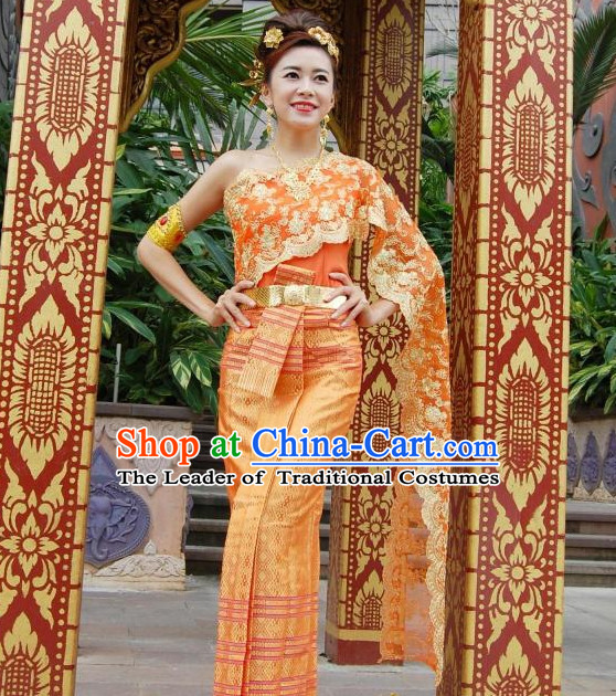 Traditional National Thai Dress Thai Traditional Dress Dresses Wedding Dress online for Sale Thai Clothing Thailand Clothes Complete Set for Women Girls Adults Youth Kids