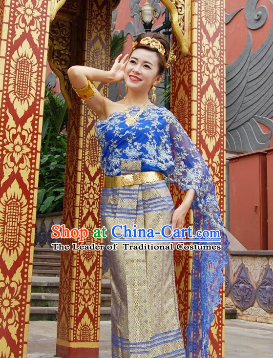 Traditional National Thai Dress Thai Traditional Dress Dresses Wedding Dress online for Sale Thai Clothing Thailand Clothes Complete Set for Women Girls Adults Youth Kids