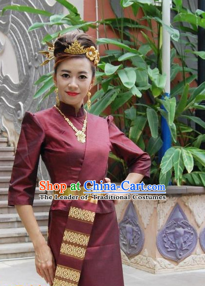 Traditional National Thai Dress Thai Traditional Dress Dresses Wedding Dress online for Sale Thai Clothing Thailand Clothes Complete Set for Women Girls Adults Youth Kids