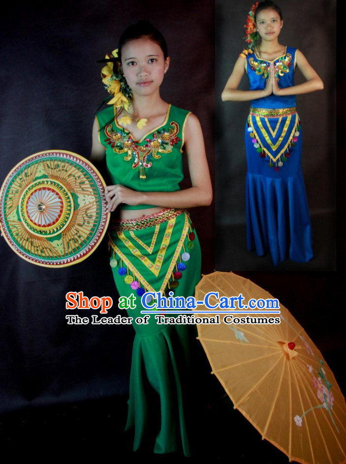 Traditional National Thai Dance Costumes Dress Thai Traditional Dress Dresses Wedding Dress online for Sale Thai Clothing Thailand Clothes Complete Set for Women Girls Adults Youth Kids