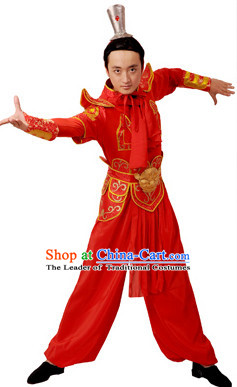 Chinese Imperial Palace Classical Dance Costumes Dancewear and Headpieces Complete Set for Men