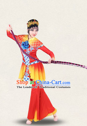 Chinese Imperial Palace Classical Dance Costumes Dancewear and Headpieces Complete Set for Women