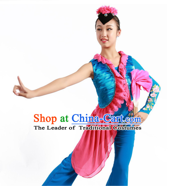 Chinese Traditional Classical Dance Costumes Dancewear and Headpieces Complete Set for Women