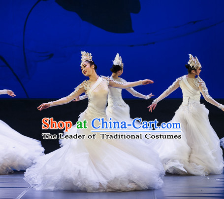 Chinese Professional Stage Dancing Costumes and Headpieces Complete Set for Women