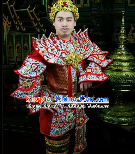 Top Traditional National Thai Empeoror Costumes Garment Dress Thai Traditional Dress Dresses Wedding Dress Complete Set for Men Boys Youth Kids Adults