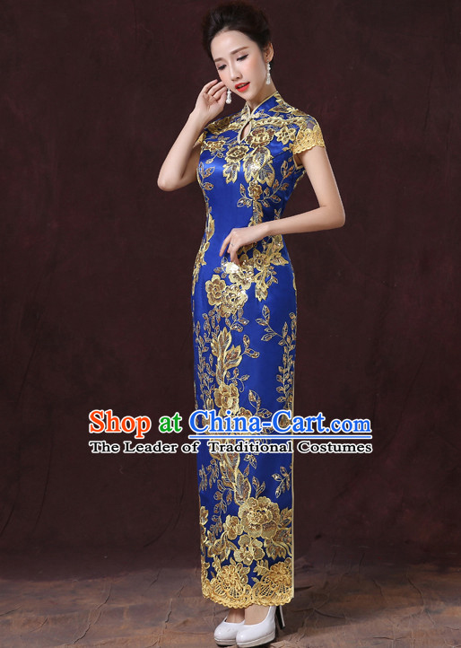 Traditional Handmade Shinning Flower Cheongsam