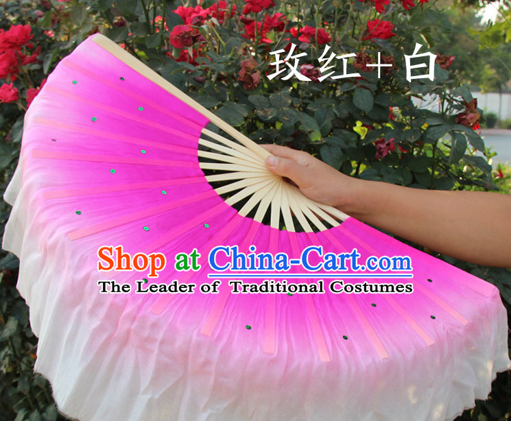 Color Transition Traditional Chinese Pure Silk Dance Fan