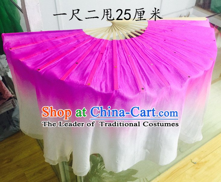 Professional Traditional Chinese Beijing Dance Academy Color Transition Two Sides Pure Silk Dance Fan