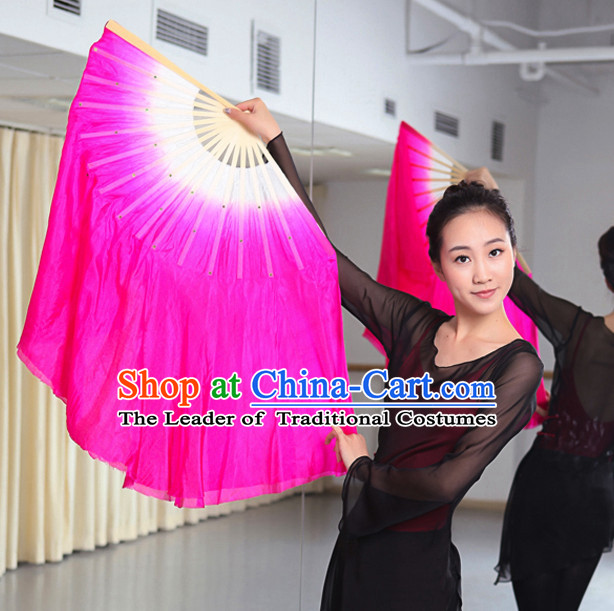 Professional Traditional Color Transition Pure Silk Dance Fan Dance Ribbons