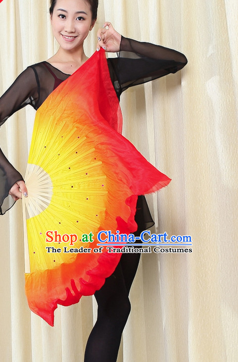 Traditional Chinese Folk Dance Silk Fan Fire Color