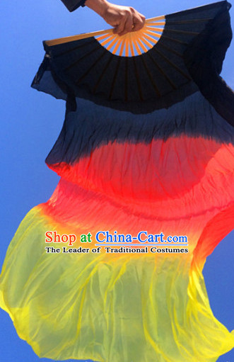 Pure Silk Color Transition Changing Competition Chinese Dance Fan Cultural Fans