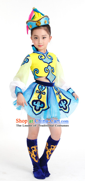 Chinese Competition Mongolian Dance Costumes Kids Dance Costumes Folk Dances Ethnic Dance Fan Dance Dancing Dancewear for Children