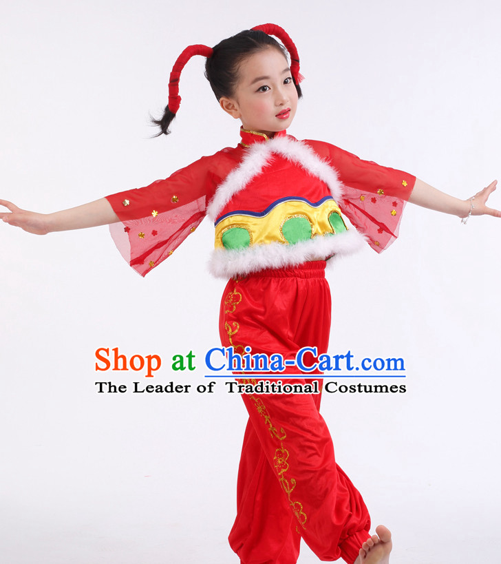 Chinese Competition Han Dance Costumes Kids Dance Costumes Folk Dances Ethnic Dance Fan Dance Dancing Dancewear for Children