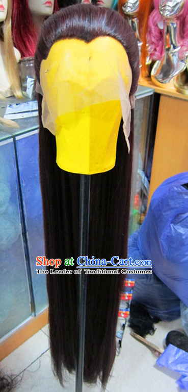 Chinese Traditional Scholar Swordsmen Wig Ancient Knight Men Wigs Ladies Wigs Male Lace Front Wigs Custom Hair Pieces