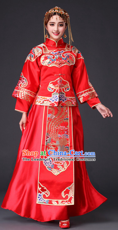 Traditional Chinese Red Wedding Dress for Brides