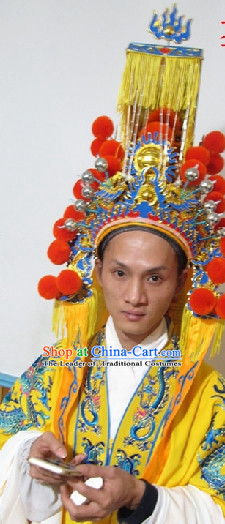 Chinese Headdress Opera Emperor Crown for Adults Kids Children Men Boys