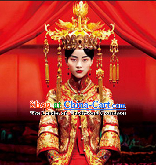 Top Chinese Headdress Wedding Phoenix Crown Hat for Adults Kids Children Women Girls
