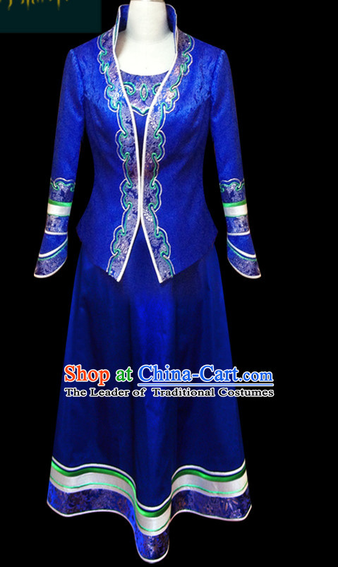 Mongolian People Yuan Dynasty Mongolians Dance Costumes Clothing Clothes Garment Complete Set for Women Girls