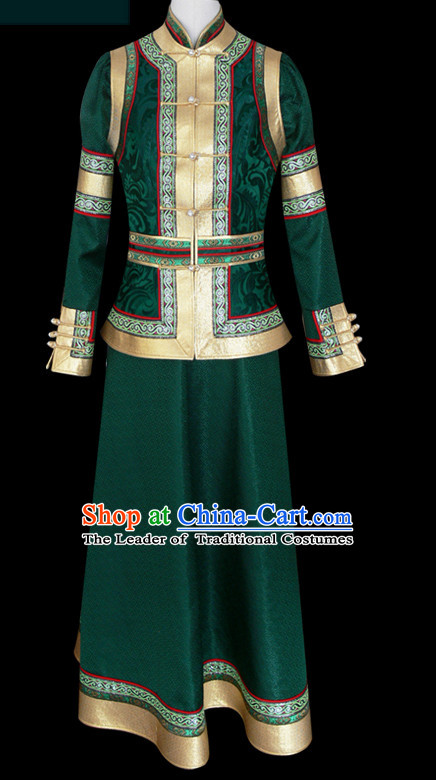 Mongolian People Yuan Dynasty Mongolians Dance Costumes Clothing Clothes Garment Complete Set for Women Girls