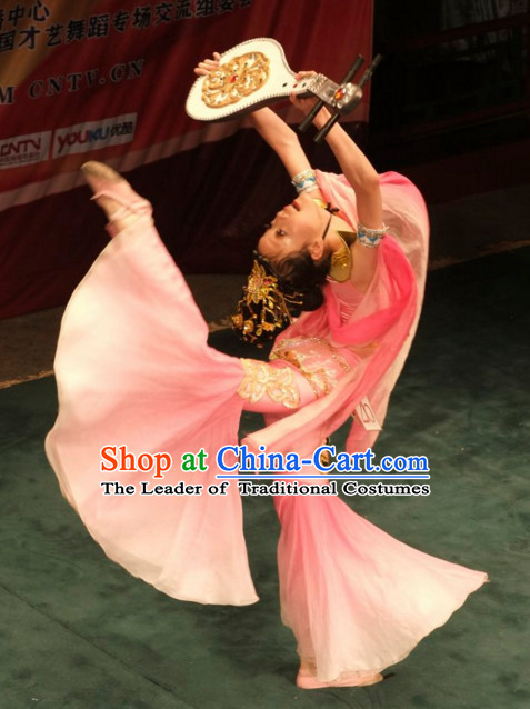 Chinese Traditional Classical Dance Costumes and Headdress Complete Set for Women or Gilrs
