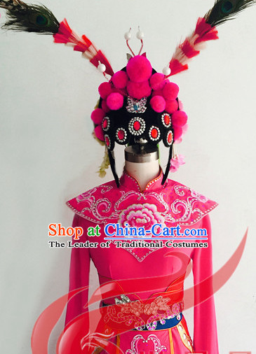 Chinese Classic Opera Dance Costumes and Hair Accessories Complete Set for Women