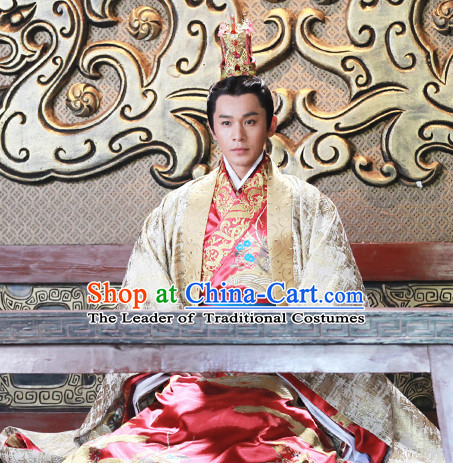 Ancient Chinese Prince Emperor Clothing and Hat Complete Set for Men or Boys