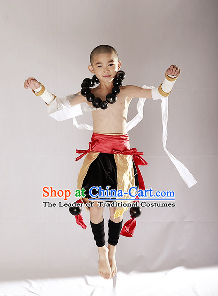 Chinese Monk Cosplay Costumes Accessories and Hat Complete Set for Kids Boys Children